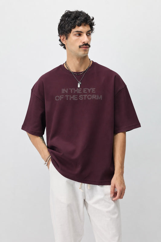 Oversize Ön Yazı Baskılı Tişört