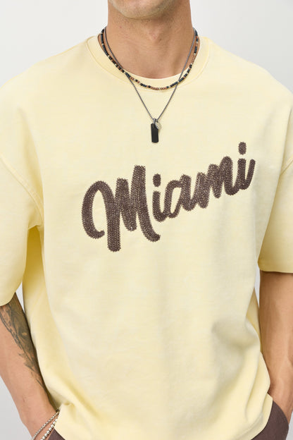 Oversize Miami Baskılı Tişört