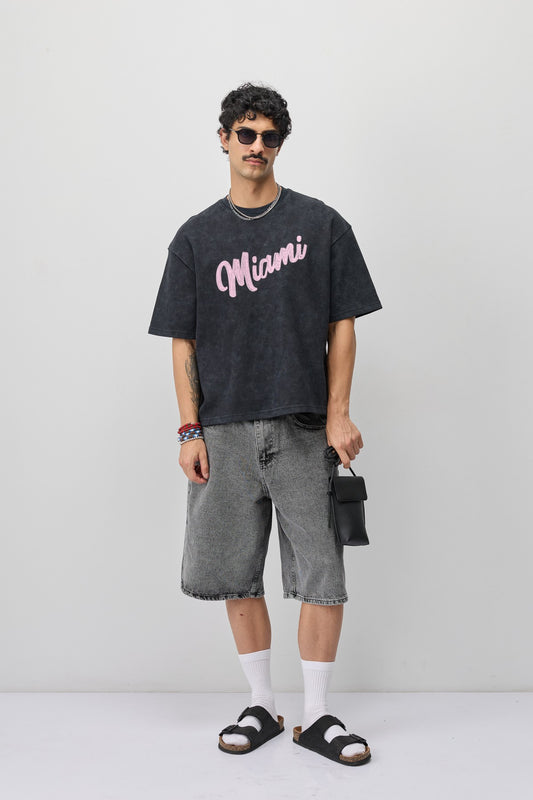Oversize Miami Baskılı Tişört