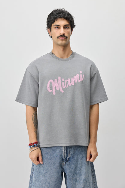 Oversize Miami Baskılı Tişört