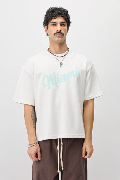 Oversize Miami Baskılı Tişört