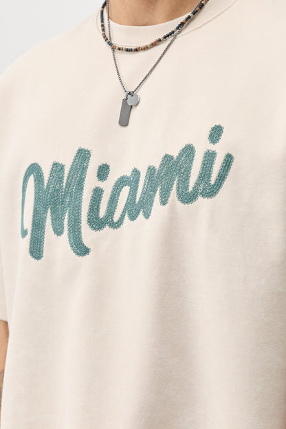 Oversize Miami Baskılı Tişört