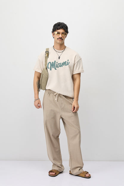 Oversize Miami Baskılı Tişört