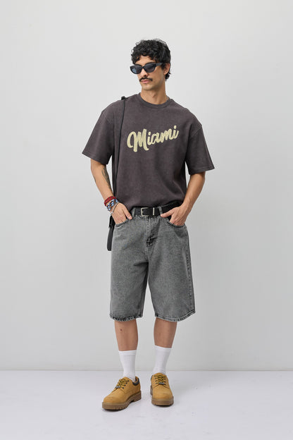 Oversize Miami Baskılı Tişört