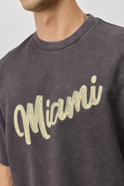 Oversize Miami Baskılı Tişört