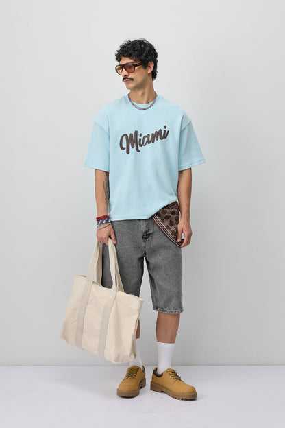 Oversize Miami Baskılı Tişört