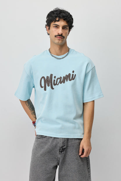 Oversize Miami Baskılı Tişört