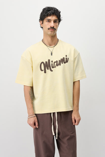 Oversize Miami Baskılı Tişört