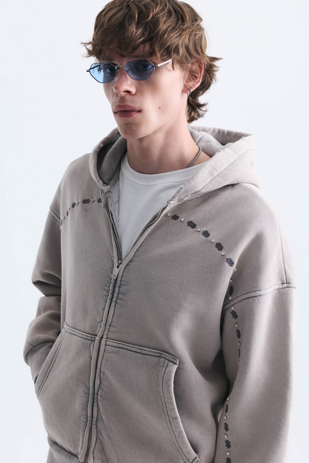 Boxy Fit Fermuarlı Kapüşonlu Sweatshirt