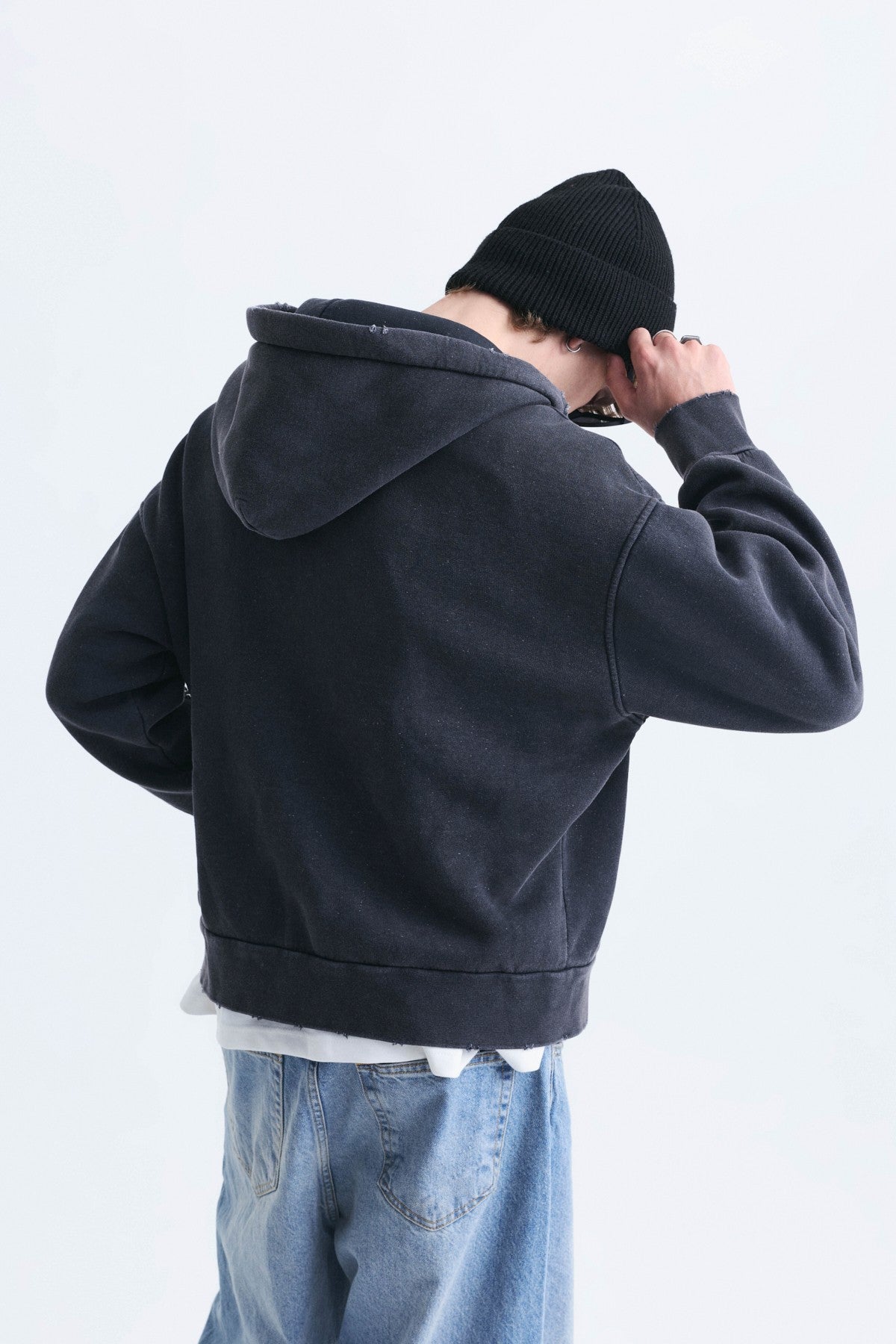 Boxy Fit Fermuarlı Kapüşonlu Sweatshirt