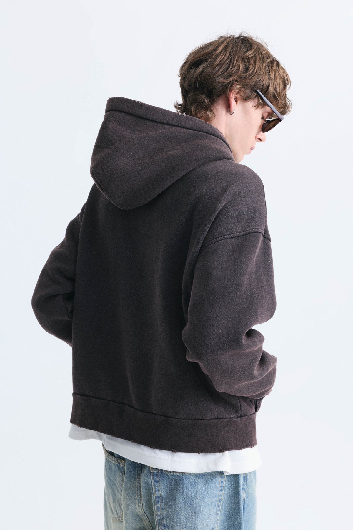 Boxy Fit Fermuarlı Kapüşonlu Sweatshirt