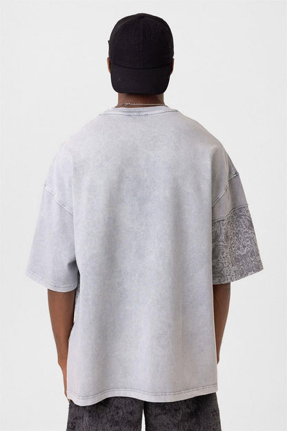 Bisiklet Yaka Yıkamalı Oversize Tişört