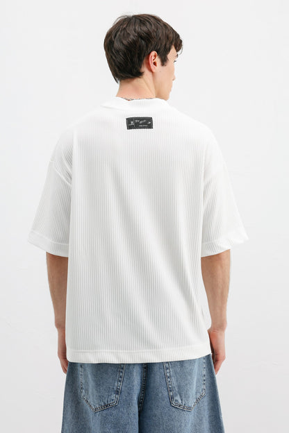 Baskılı Fitilli Oversize Tişört
