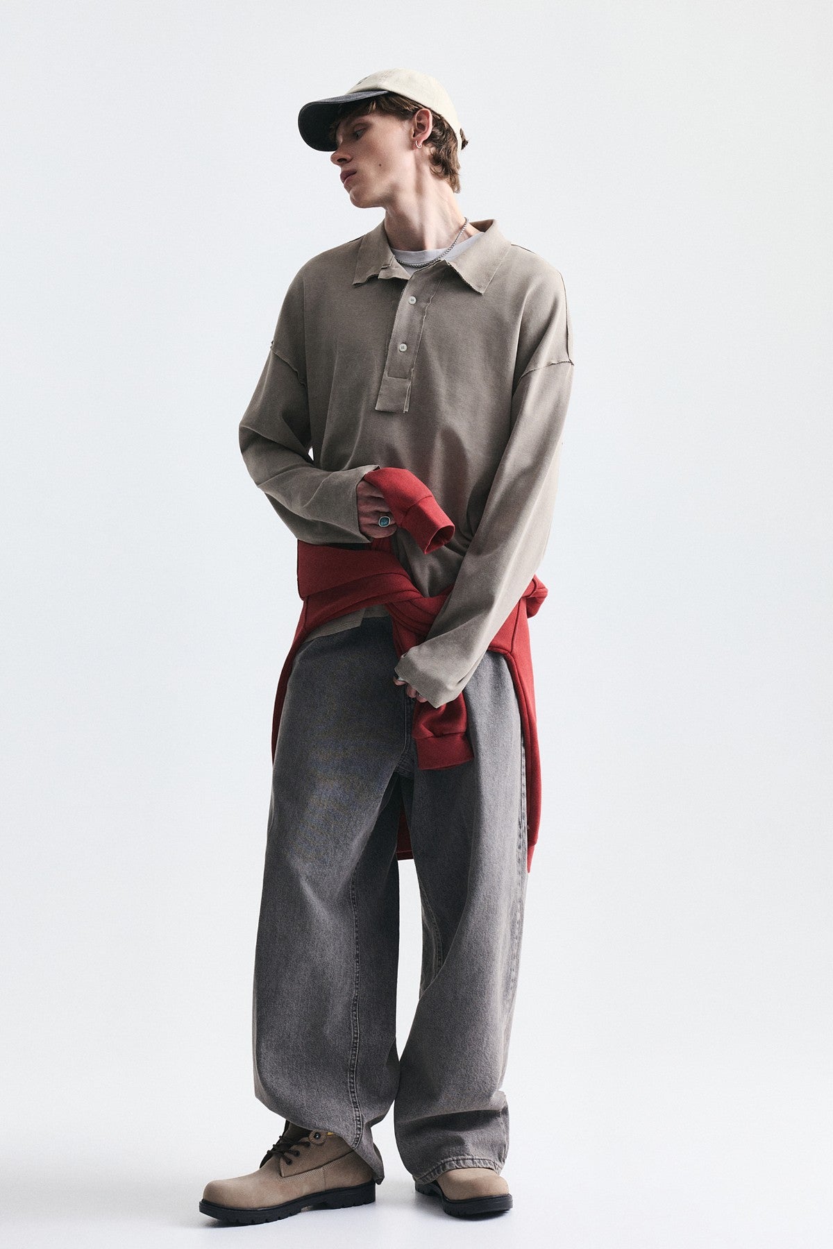 Relax Fit Polo Yaka Sweatshirt