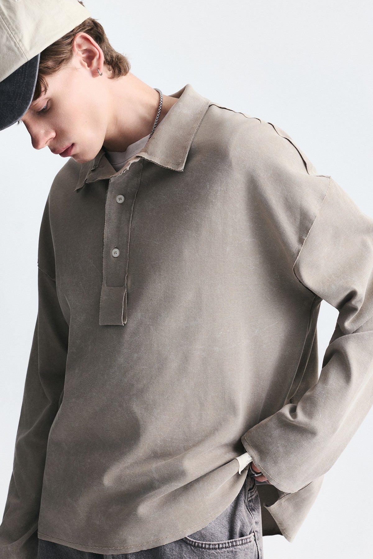 Relax Fit Polo Yaka Sweatshirt