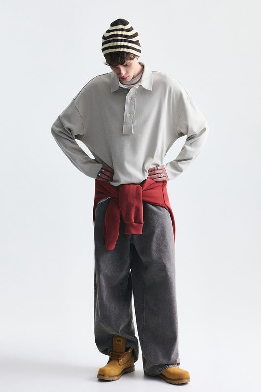 Relax Fit Polo Yaka Sweatshirt