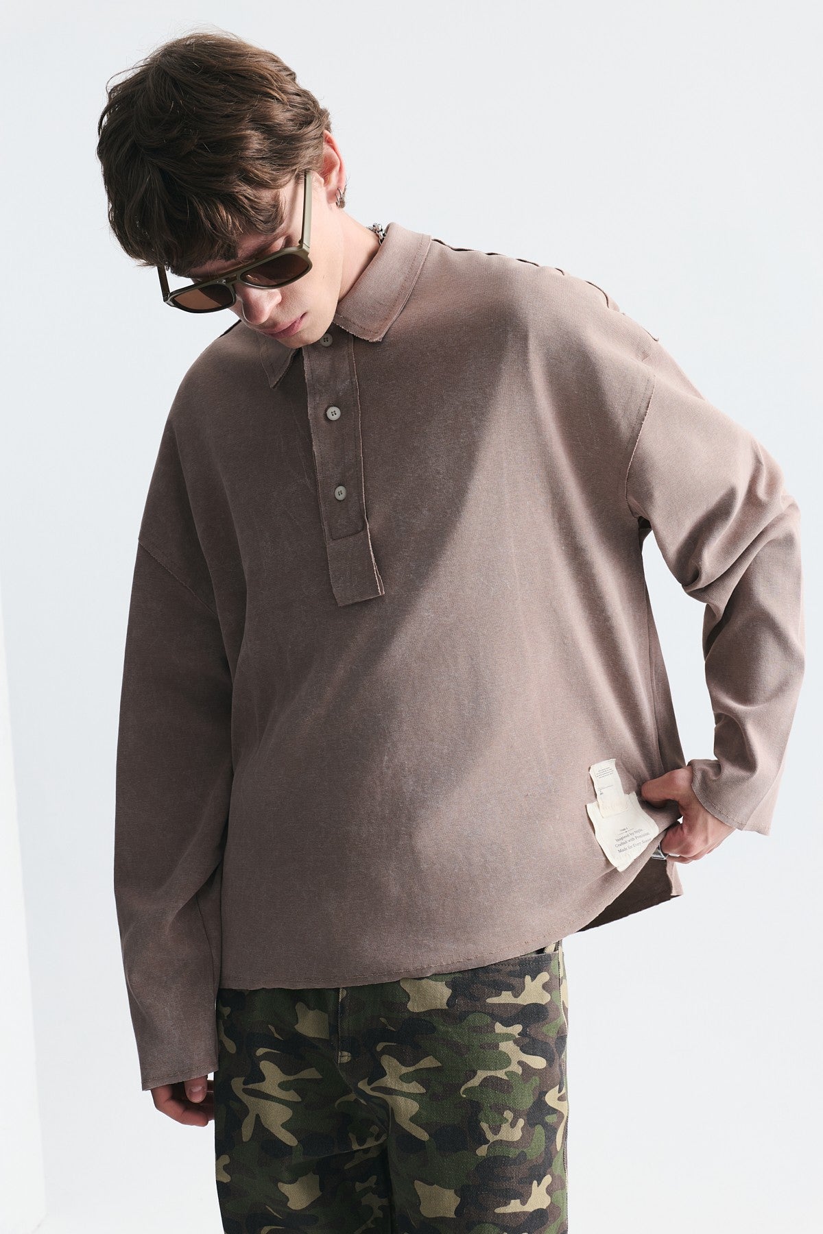 Relax Fit Polo Yaka Sweatshirt