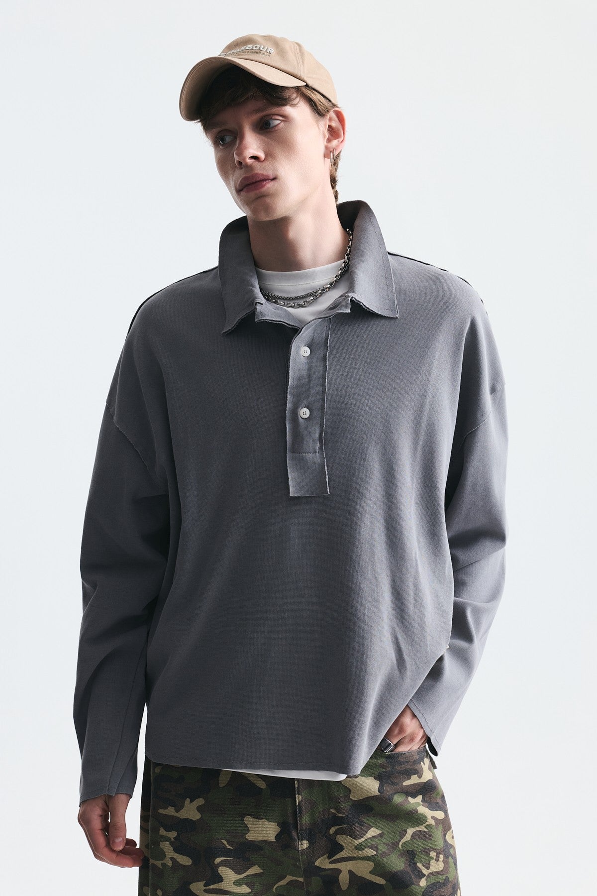 Relax Fit Polo Yaka Sweatshirt
