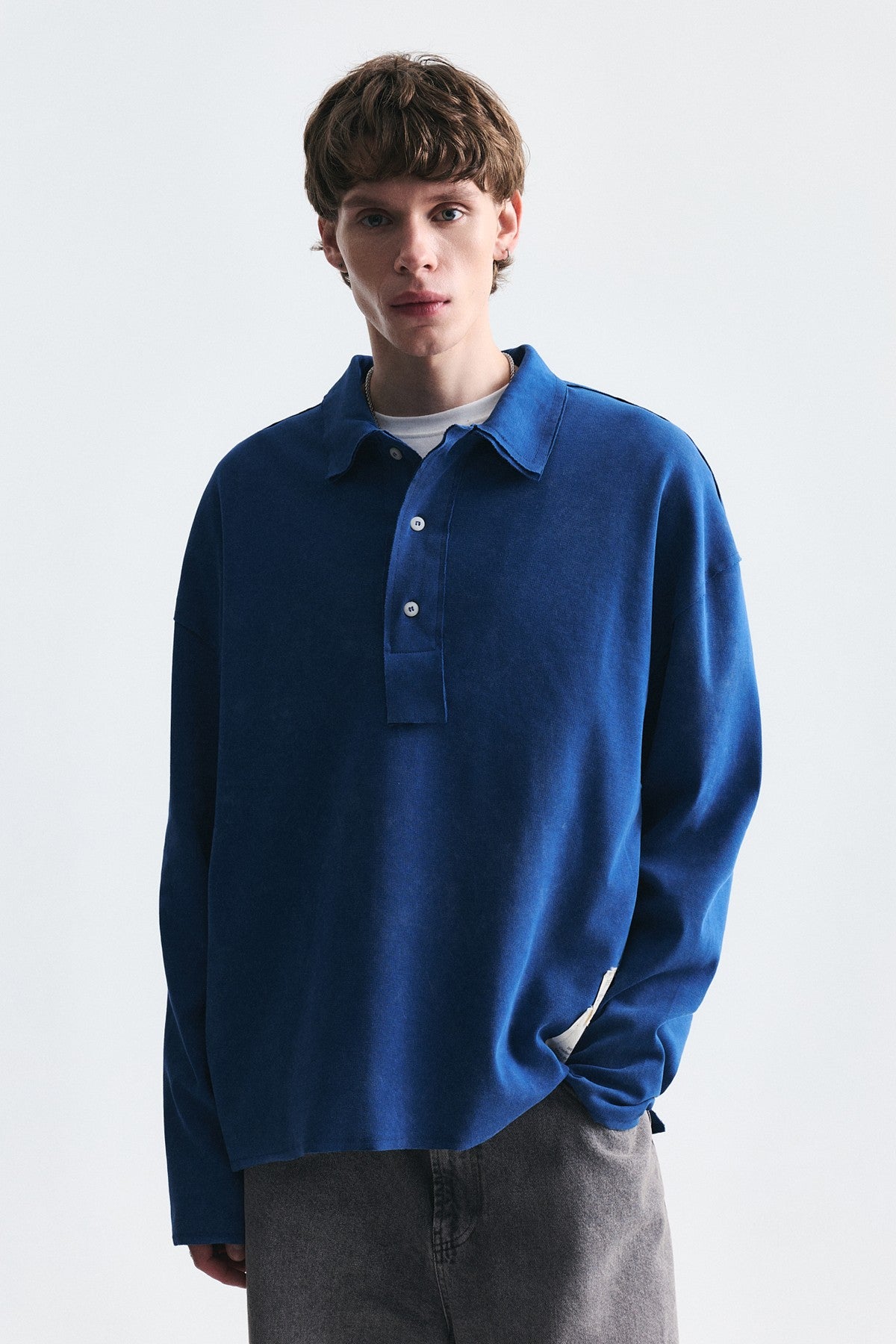 Relax Fit Polo Yaka Sweatshirt