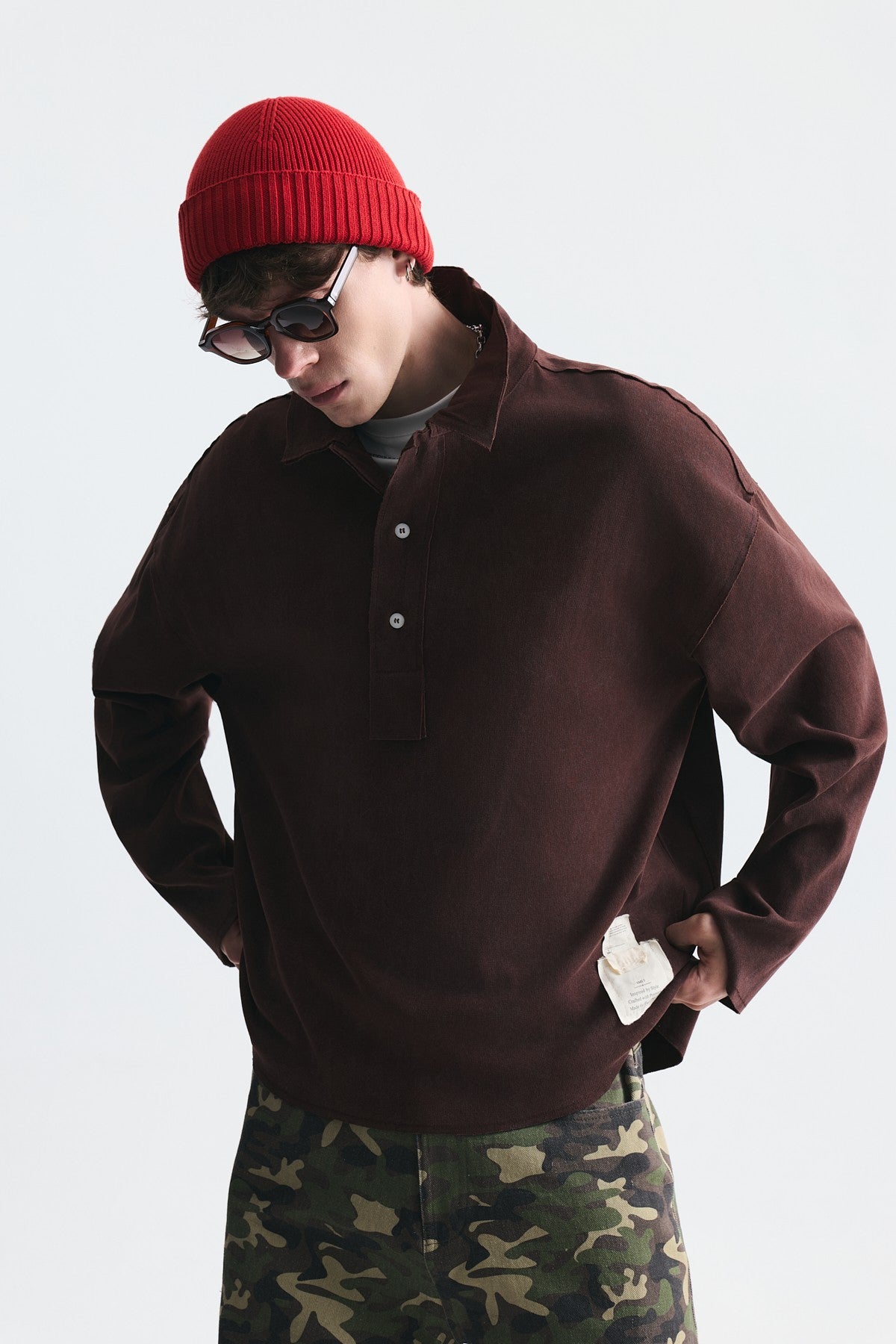 Relax Fit Polo Yaka Sweatshirt