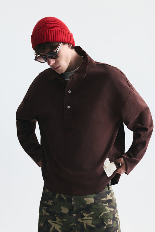 Relax Fit Polo Yaka Sweatshirt