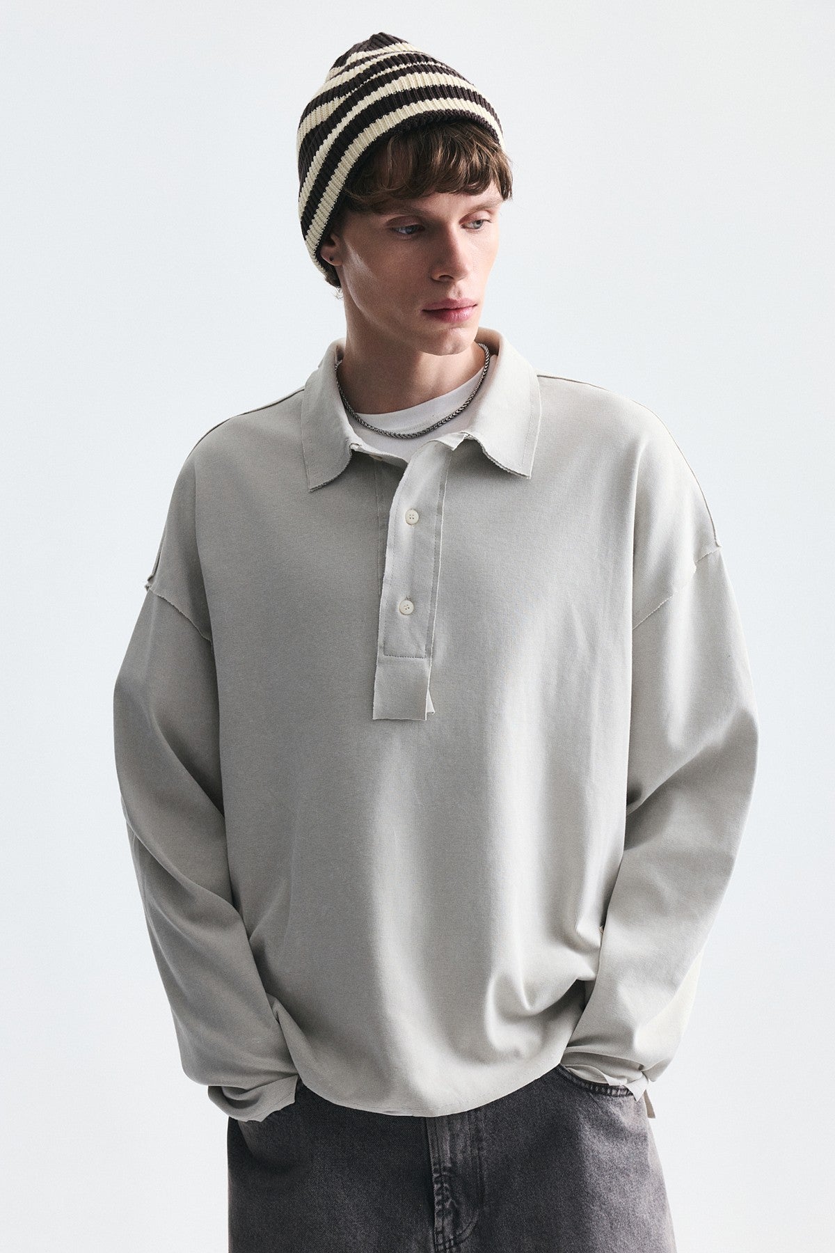 Relax Fit Polo Yaka Sweatshirt