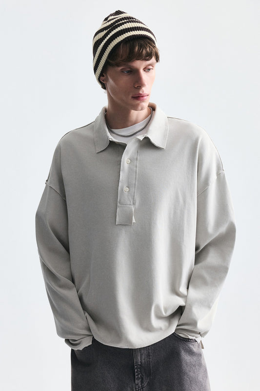 Relax Fit Polo Yaka Sweatshirt