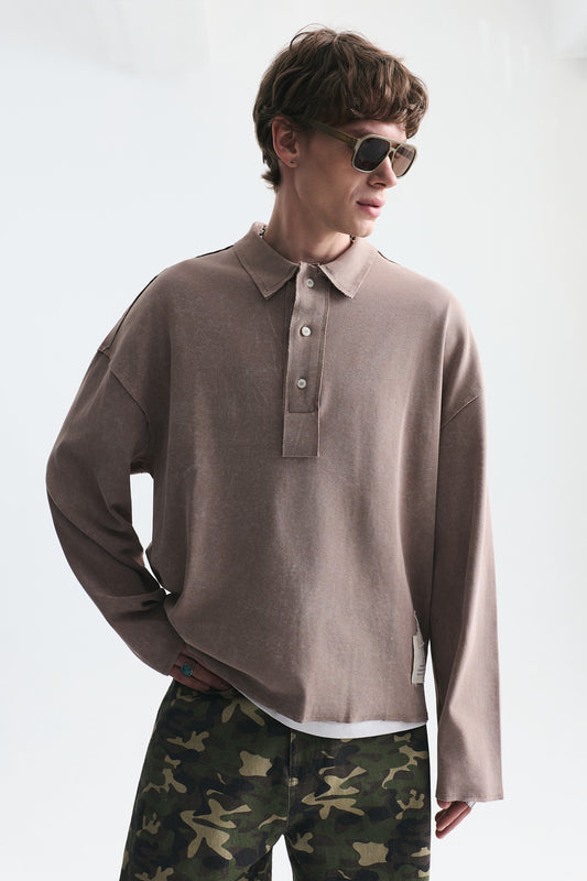 Relax Fit Polo Yaka Sweatshirt