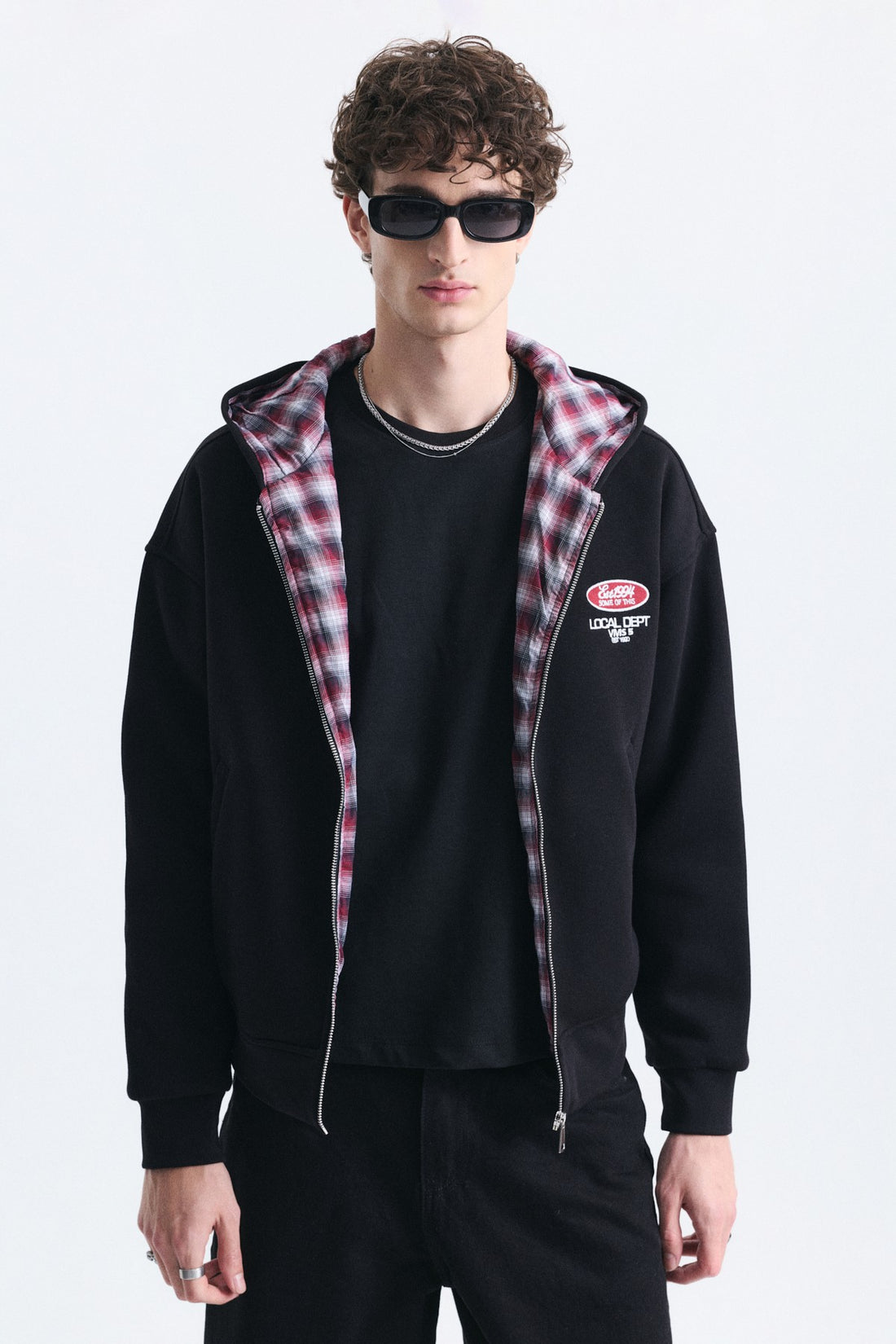Boxy Fit Fermuarlı Kapüşonlu Sweatshirt