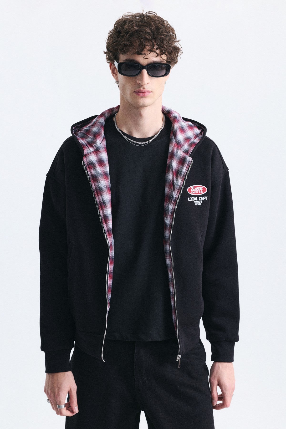 Boxy Fit Fermuarlı Kapüşonlu Sweatshirt