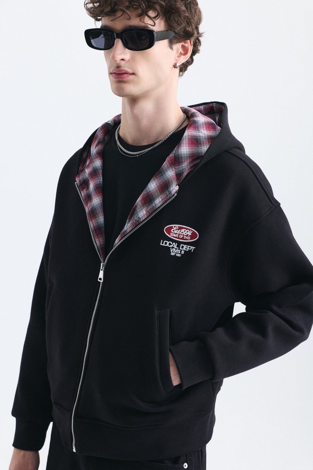 Boxy Fit Fermuarlı Kapüşonlu Sweatshirt