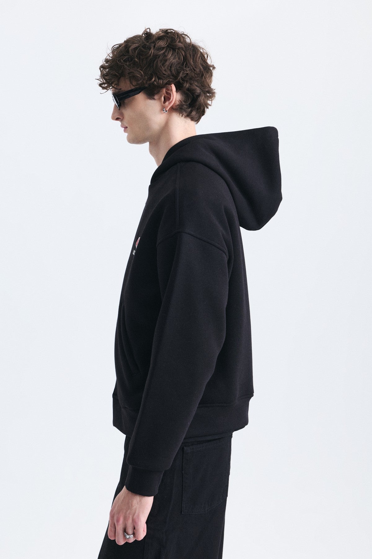 Boxy Fit Fermuarlı Kapüşonlu Sweatshirt