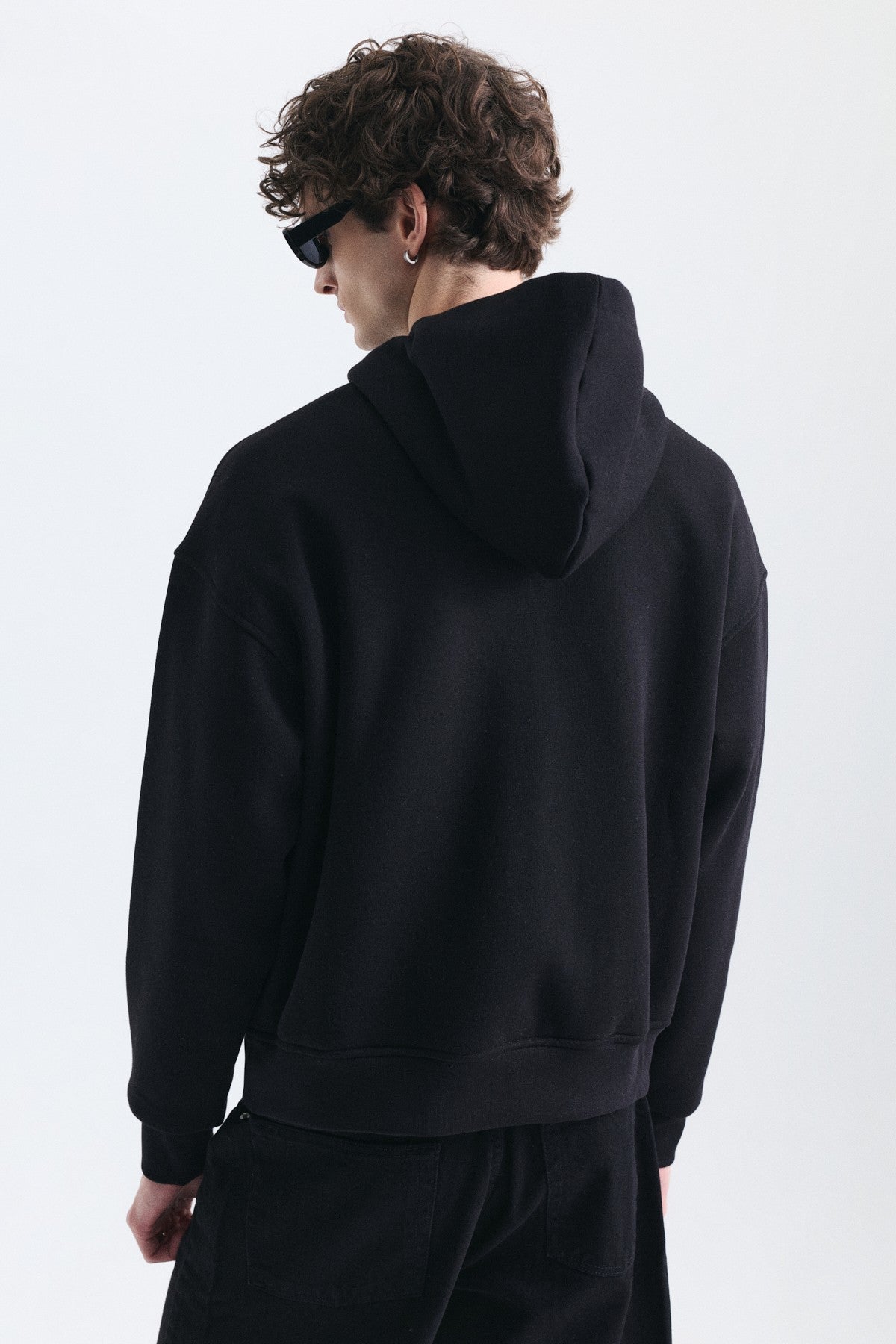 Boxy Fit Fermuarlı Kapüşonlu Sweatshirt