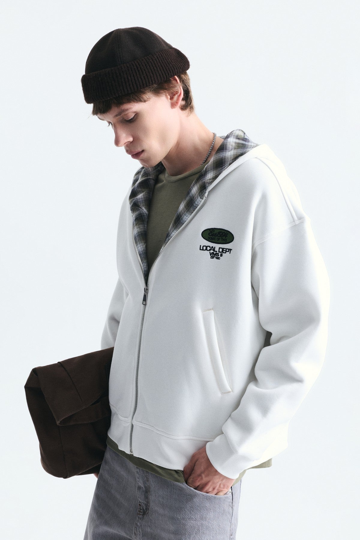 Boxy Fit Fermuarlı Kapüşonlu Sweatshirt