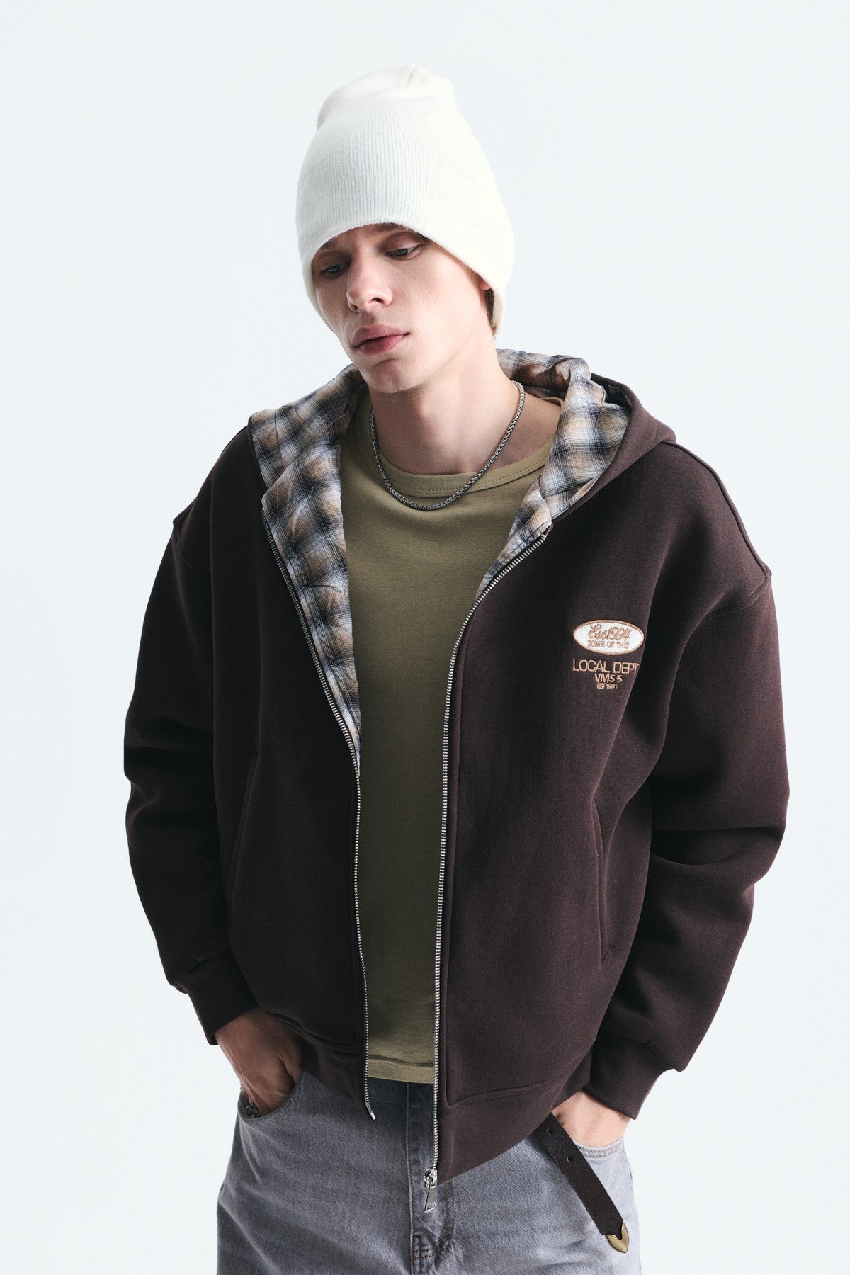 Boxy Fit Fermuarlı Kapüşonlu Sweatshirt