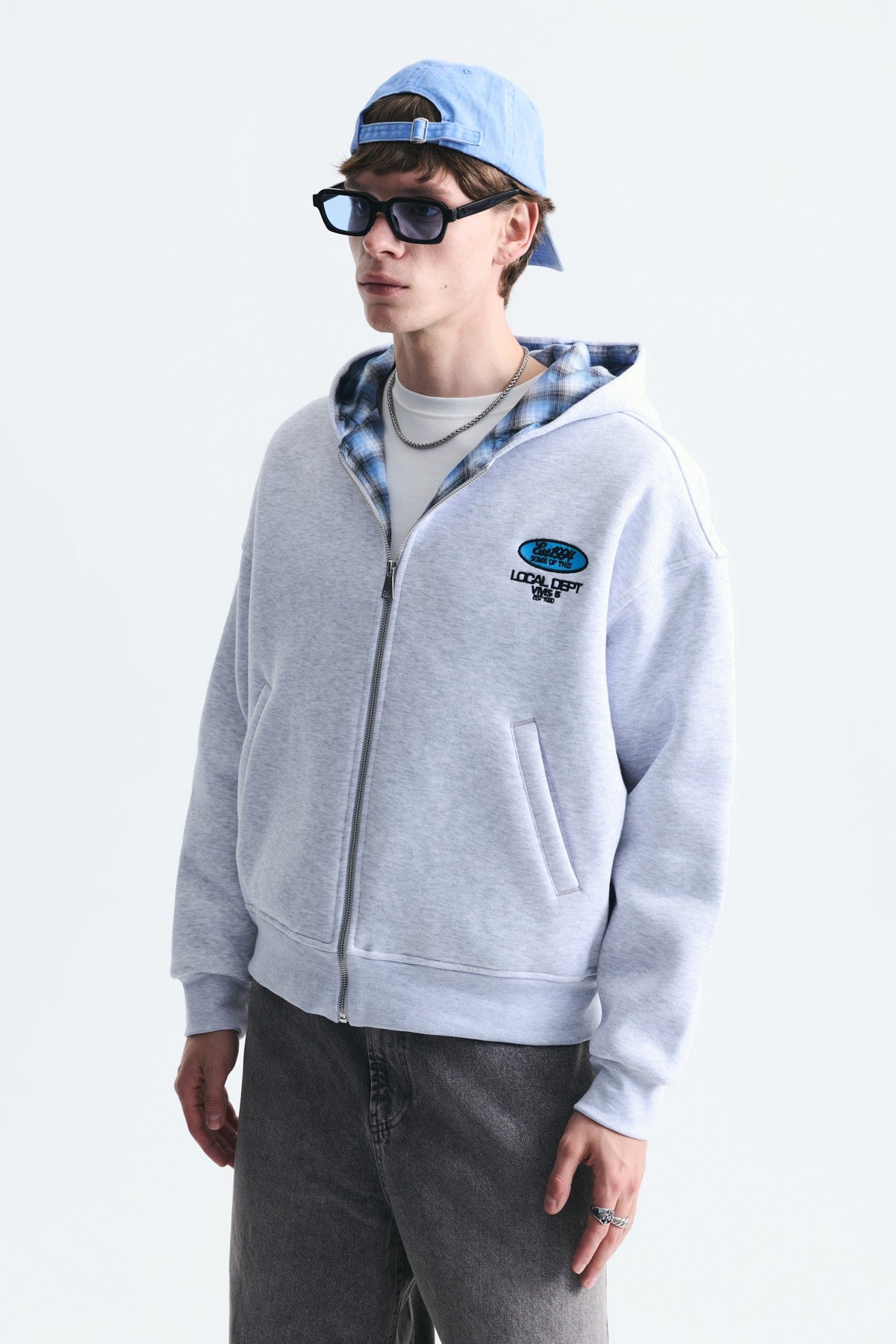 Boxy Fit Fermuarlı Kapüşonlu Sweatshirt