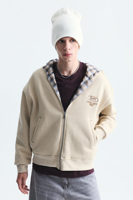 Boxy Fit Fermuarlı Kapüşonlu Sweatshirt