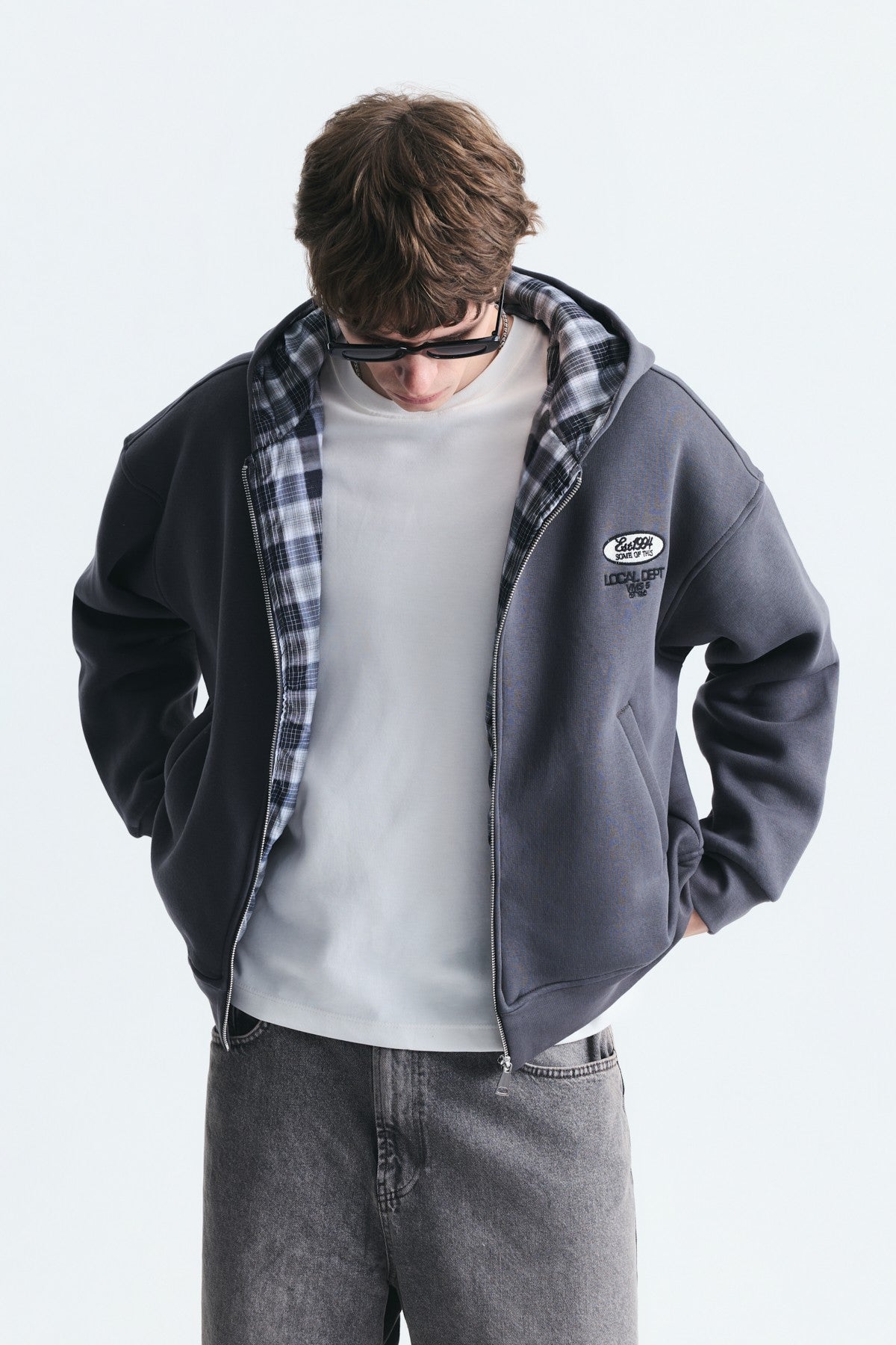 Boxy Fit Fermuarlı Kapüşonlu Sweatshirt