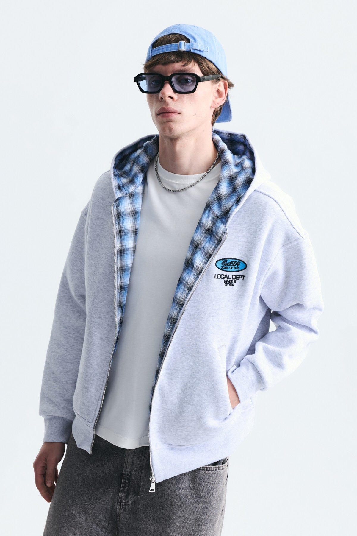 Boxy Fit Fermuarlı Kapüşonlu Sweatshirt