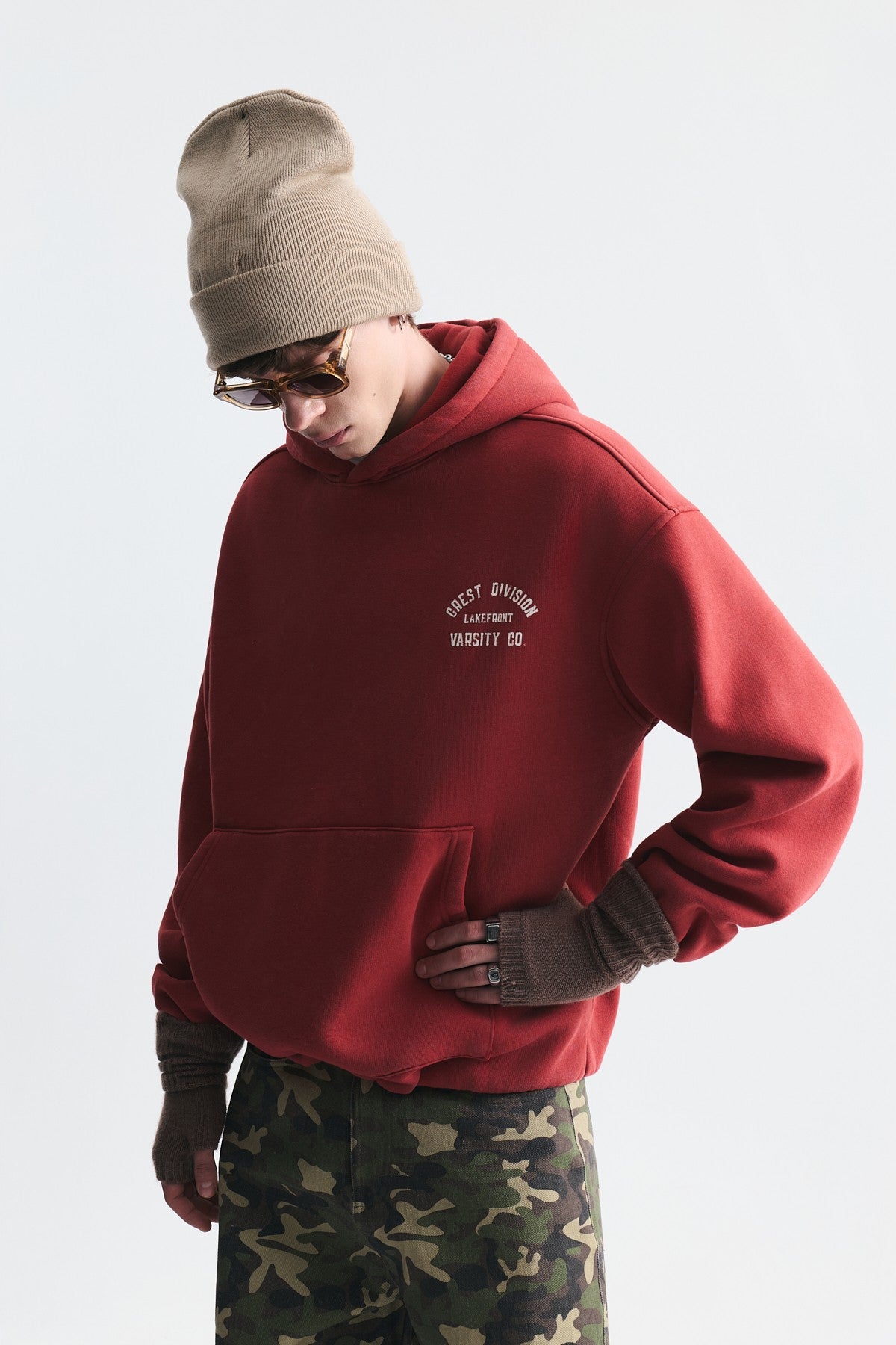 Oversize Baskılı Kapüşonlu Sweatshirt