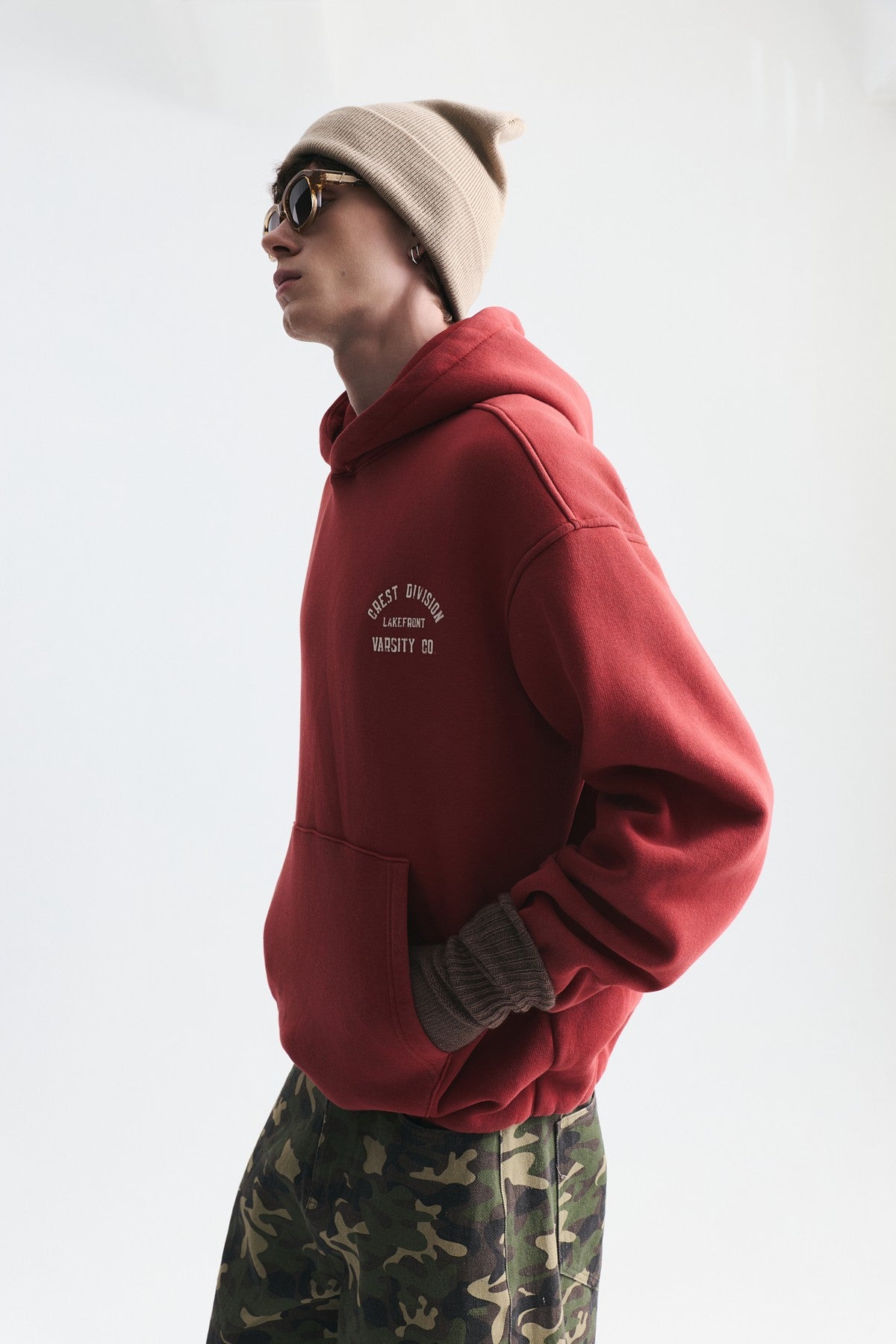 Oversize Baskılı Kapüşonlu Sweatshirt