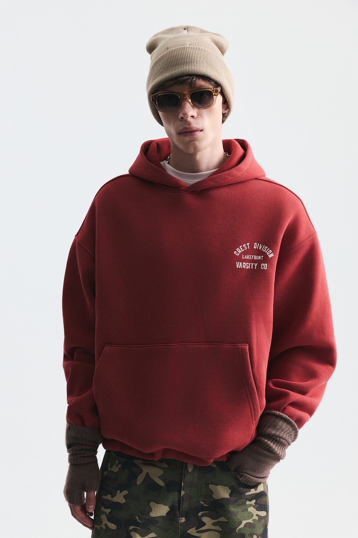 Oversize Baskılı Kapüşonlu Sweatshirt