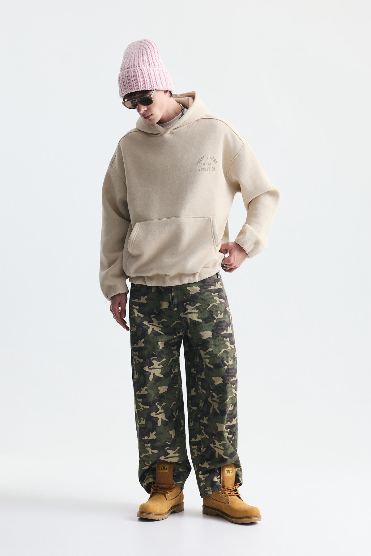 Oversize Baskılı Kapüşonlu Sweatshirt