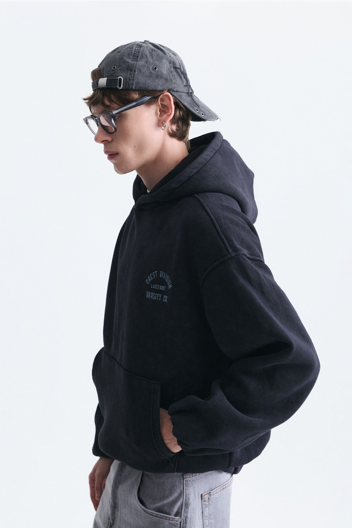 Oversize Baskılı Kapüşonlu Sweatshirt