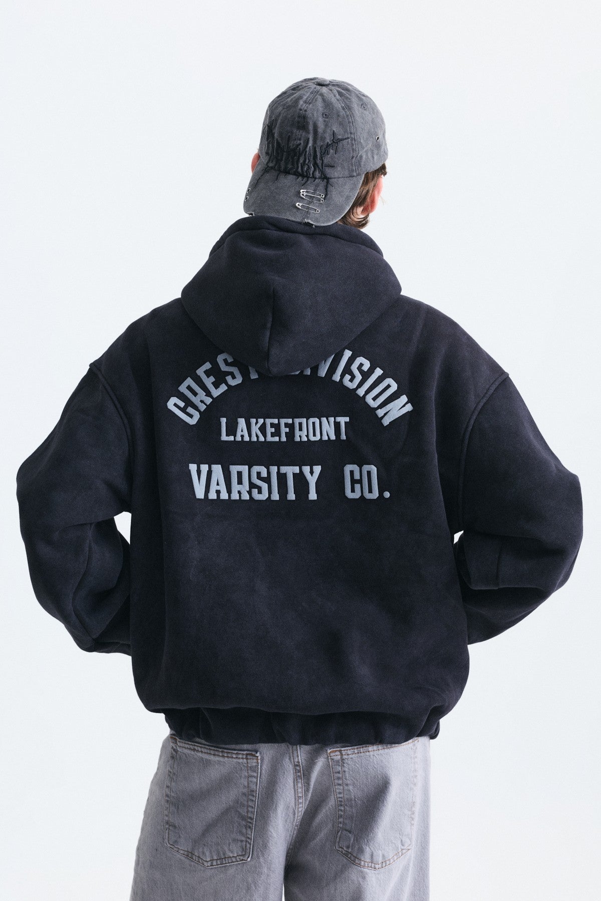Oversize Baskılı Kapüşonlu Sweatshirt