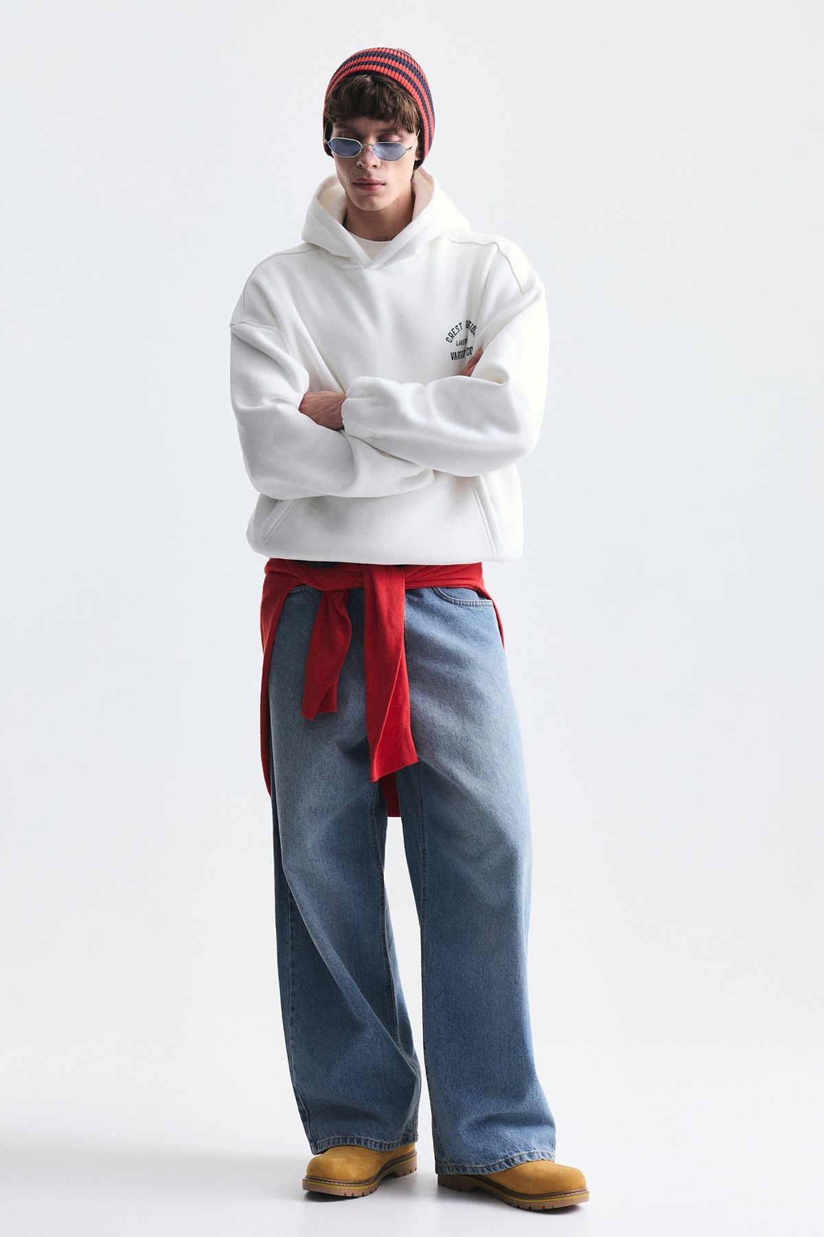 Oversize Baskılı Kapüşonlu Sweatshirt