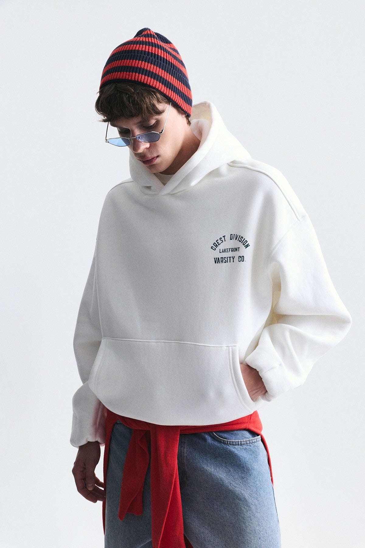 Oversize Baskılı Kapüşonlu Sweatshirt