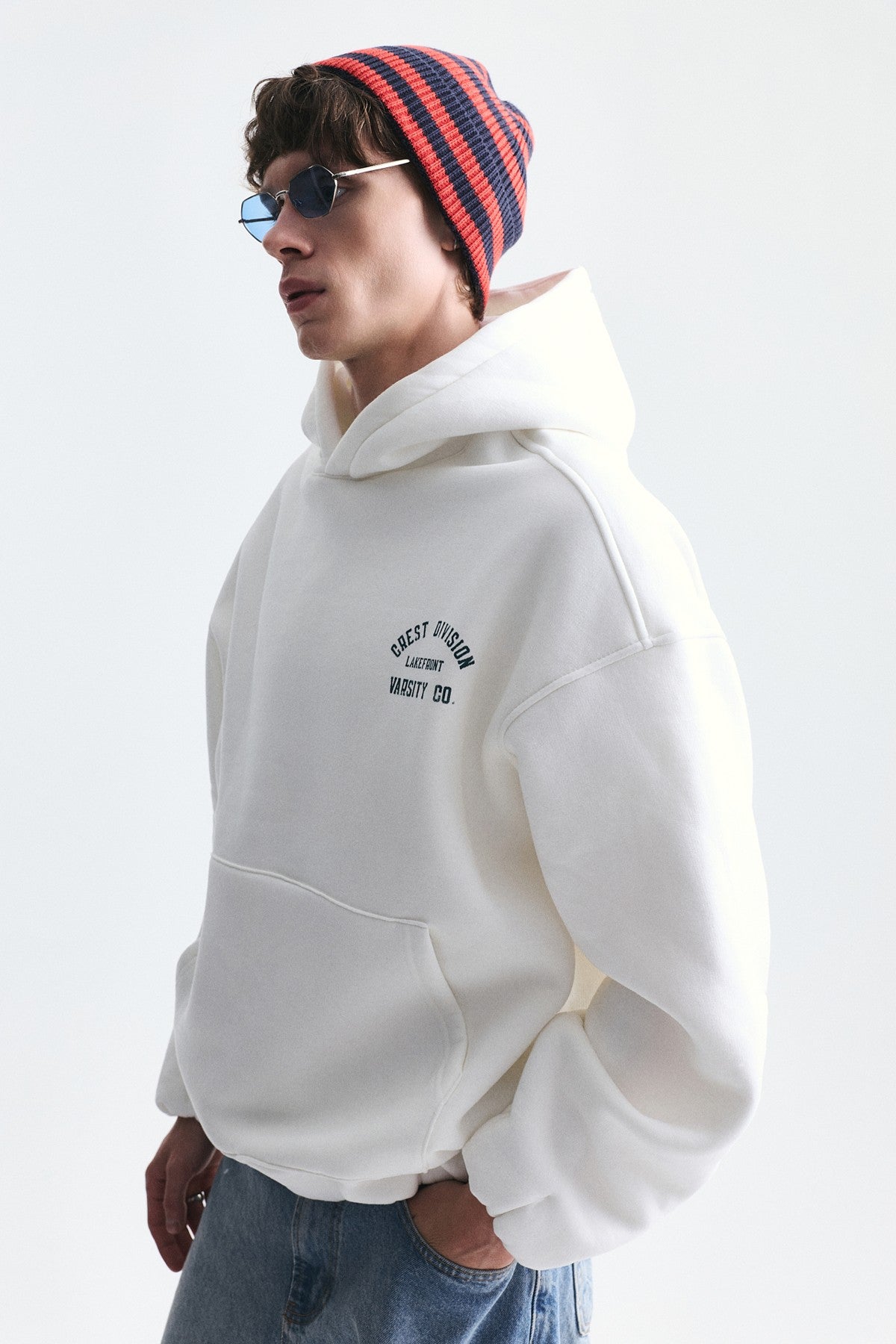 Oversize Baskılı Kapüşonlu Sweatshirt
