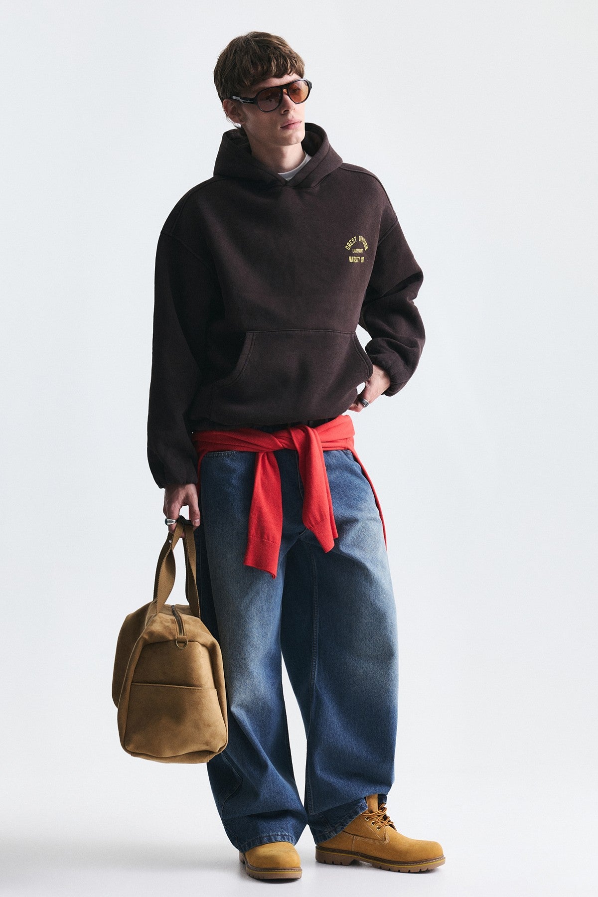 Oversize Baskılı Kapüşonlu Sweatshirt
