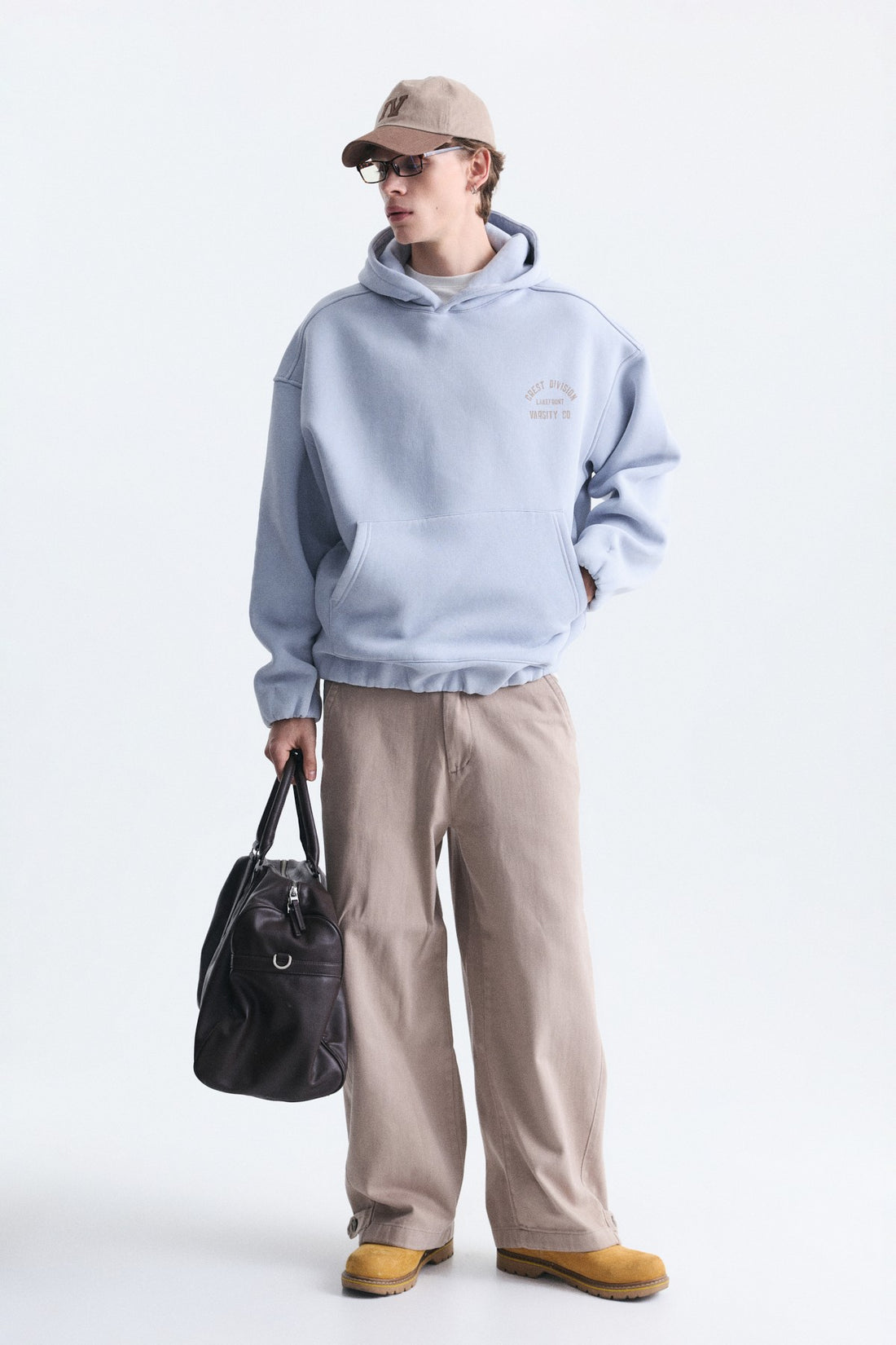 Oversize Baskılı Kapüşonlu Sweatshirt